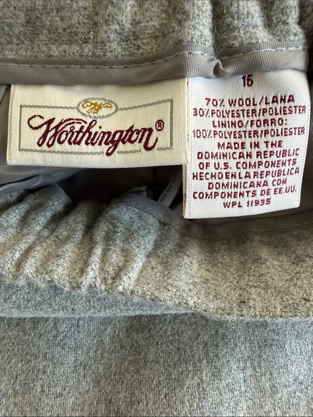 Worthington Gray Tweed Pencil Skirt women’s size 16 NWT lined